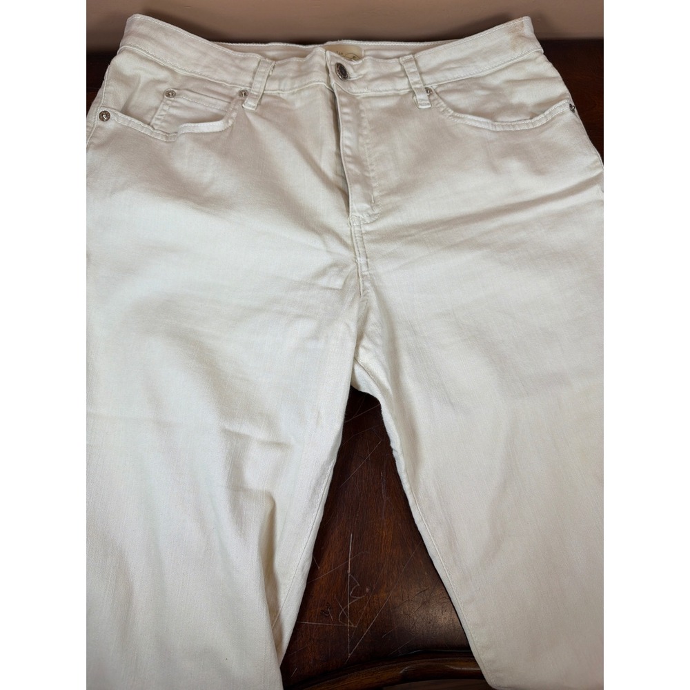 Impulse California Womens White Denim Capri Pants Size 14 Stretch Cuffed Crop